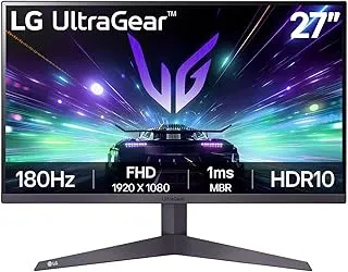 LG 27GS50F 68.6cm (27 Inch) Ultragear FHD (1920x1080) Gaming Monitor, 180Hz, 1ms MBR, AMD FreeSync™, Anti-Glare, DP, HDMI X 2, HDR10, FPS Counter, 3-Side Virtually Borderless, Tilt Adjustment (Black)