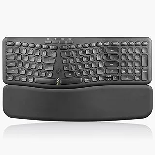 Perixx PERIBOARD-636B US, Wireless Ergonomic Compact USB Keyboard - Wireless 2.4G Technology - Build-in Number Pad - Detachable Wrist Rest - - Silent Typing - Black