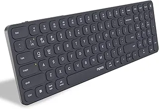 Rapoo E9350L Bluetooth Wireless Multi-Device Keyboard(4 Devices), Numpad, Led Indicators, Ultra-Thin, Ergonomic, Compatible with Windows, iOS, Android, Tab, Smartphones - Dark Grey, 3-Year Warranty