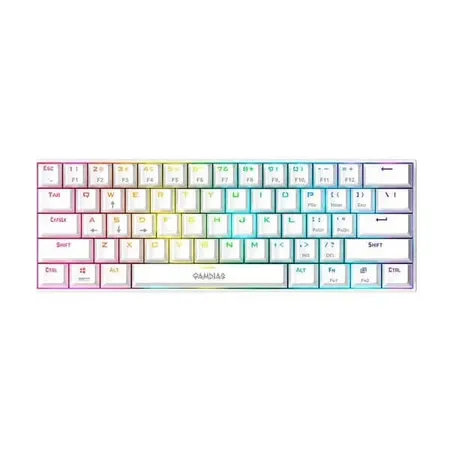 GAMDIAS Hermes E3 60% Mechanical Wireless Gaming Keyboard ( White ) ( Blue Switch )