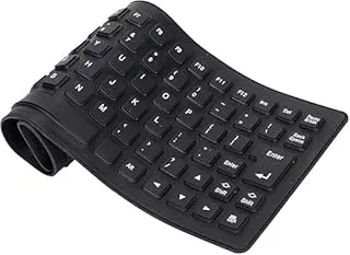 Kian Foldable Silicone Keyboard, USB Waterproof Travel Gaming Wired Keypad, Rollup Wired Folding Keyboard Compatible with Windows, PC, Laptop, Mac Notebook Full Size (Black) (Pack of 1)