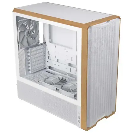 Lian Li LANCOOL 217 Genuine Walnut Wood Mid-Tower ATX PC Case (White)