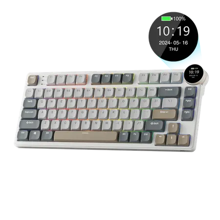 ROYAL KLUDGE RK N80 75% RGB Mechanical Wireless Gaming Keyboard ( Pearly Dawn ) ( RK Low Profile Brown )