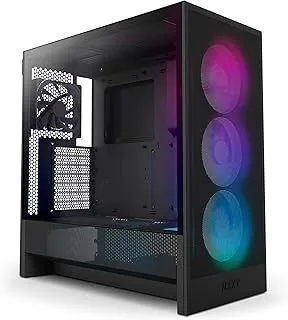 NZXT H5 Flow RGB 2024 - Compact ATX Mid-Tower PC Gaming Case - High Airflow - F360 RGB Core (CV) Included - 360mm Front & 240mm Top Radiator Support - Cable Management - Tempered Glass - Black