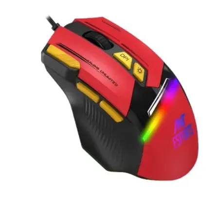 ANT ESPORTS GM333 WIRED OPTICAL ERGONOMIC DESIGN GAMING MOUSE RED/YELLOW BLACK