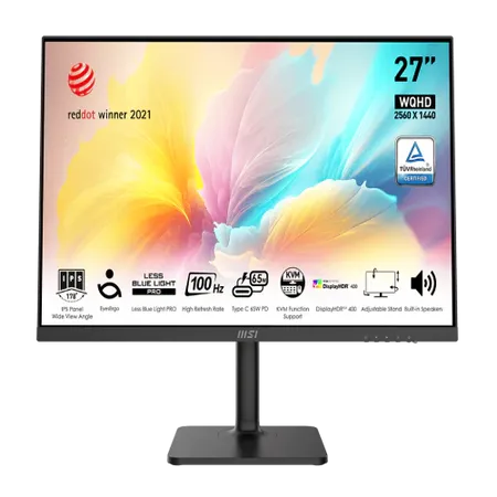 MSI Modern MD272QXP 27" WQHD 2K IPS Monitor 100Hz USB-C Height Adjustable Eye-Care Certified
