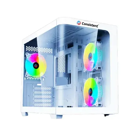 CONSISTENT GAMING PC CASE (CIG2007) LEGENDOR White including two 12cm ARGB fans on the motherboard plate and an additional 12cm ARGB rear fan
