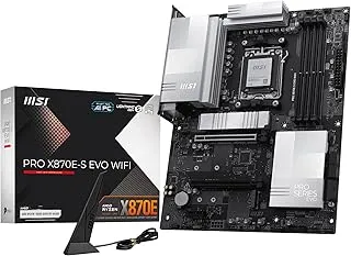 MSI PRO X870E-S EVO WiFi Motherboard, ATX - Supports AMD Ryzen 9000/8000 / 7000 Processors, AM5-60A SPS VRM, DDR5 Memory Boost (up to 8200+ MT/s OC), PCIe 5.0 x16, M.2 Gen5, Wi-Fi 7, 5G LAN