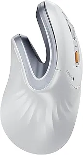 ProtoArc Ergonomic Mouse, EM11 NL Bluetooth Rechargeable Wireless Vertical Mouse, 3 Multi-Device Connectivity for Computer/PC/Laptop, 2.4GHz Optical Mice for Windows, Mac OS, White