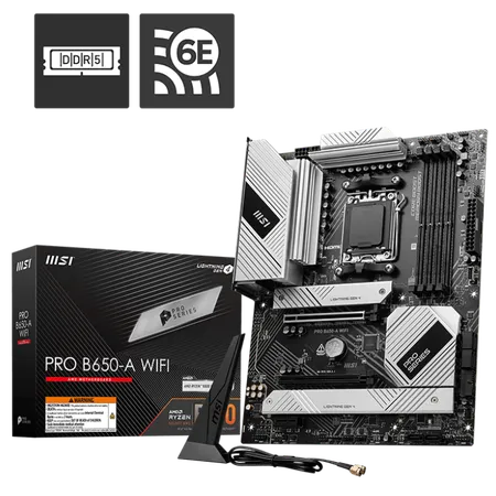 MSI Pro B650-A WiFi DDR5 AMD AM5 ATX WiFi 6E PCIe 4.0 Gaming Motherboard