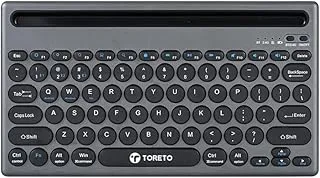 Toreto Bubble Duo Wireless Keyboard with Bluetooth 5.0 & 2.4GHz Dual Mode, Smart Slot Holder, Type-C Charging, Compatible with iOS/Windows/Android – Slim & Portable Design (Grey)