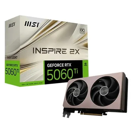 MSI Nvidia GeForce RTX 5060 Ti Inspire 2X OC 16GB GDDR7 Dual Fan Graphics Card