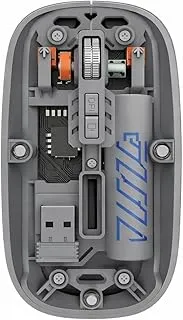 PhT2105 Slim Wireless Mouse with Transparent Cover, 2.4GHz and Dual Bluetooth, Rechargeable, Adjustable DPI, LED for Laptop, PC and Tablet, Grey BTWMOUSE