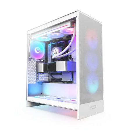 NZXT H7 Flow RGB Tempered Glass Compact Mid-Tower ATX Airflow Case -White