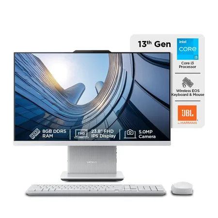 LENOVO IDEACENTRE AIO 13TH GEN CORE I3-1315U 27 INCH FHD IPS (8GB RAM/512GB SSD/WINDOWS11/MS OFFICE 2021/3WX2 HARMAN SPEAKERS/ALEXA BUILT-IN/WIRELESS KEYBOARD & MOUSE, GREY), F0HM00G4IN ALL-IN-ONE DESKTOP