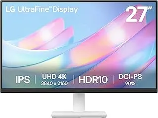 LG 27 Inch Ultrafine Monitor, IPS, 4K UHD (3840x2160), 60Hz,HDR10 up to 90% DCI-P3 Color gamut, Borderless Design, Reader Mode, Flicker Safe, HDMI X 2, DisplayPort, Head Phone Out 27US500-W- White