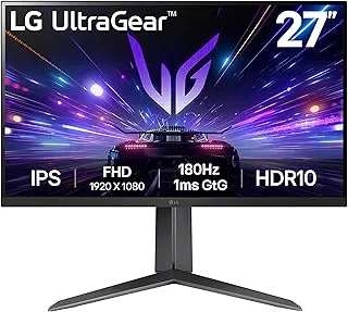 LG Ultragear 27 inch, 27GS65F, IPS, Full HD 1920 X 1080, 180Hz, Black, 1ms, HDR 10, NVIDIA G-Sync, AMD FreeSync Compatible, DisplayPort, HDMI, HP Out Gaming Monitor