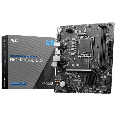 MSI PRO H610M-E DDR4 Intel H610 LGA 1700 Micro-ATX Motherboard with PCIe 4.0 and M.2 Slot