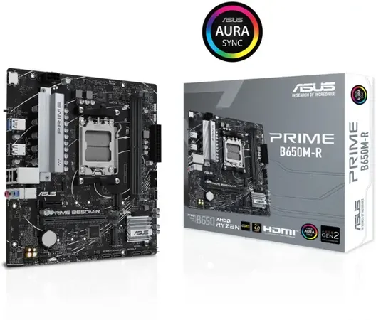 ASUS PRIME-B650M-R Micro-ATX motherboard, DDR5, PCIe 4.0, Realtek 2.5Gb Ethernet AM5Socket Micro-ATX AMD B650 Chipset DDR5 Motherboard for Desktop