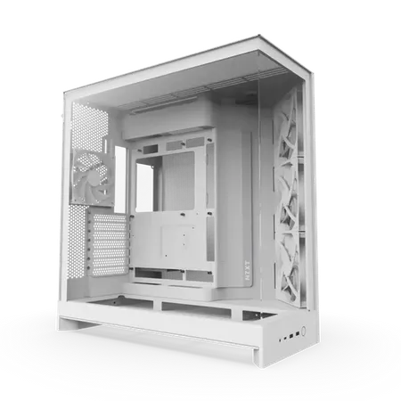 NZXT H9 Flow Tempered Glass Large Dual-Chamber Mid-Tower ATX Airflow Case-White