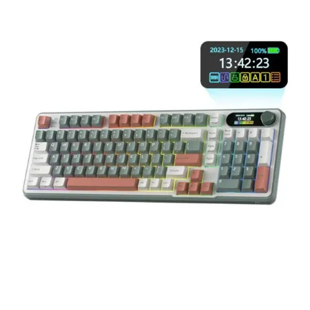 ROYAL KLUDGE RK S98 Full Size RGB Mechanical Wireless Gaming Keyboard ( Light Cloud ) ( Chartreuse Switch )