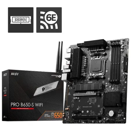 MSI Pro B650-S WiFi DDR5 AMD AM5 ATX WiFi 6E PCIe 4.0 Gaming Motherboard