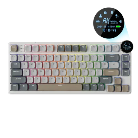 ROYAL KLUDGE RK N80 75% RGB Mechanical Wireless Gaming Keyboard ( Rosy Clouds ) ( RK Low Profile Red )