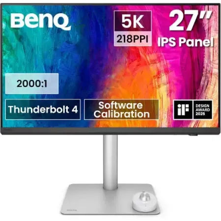 BenQ PD2730S 27” 5K Monitor with 90W Thunderbolt 4, 218 PPI, 98% P3, Nano Matte Panel, KVM, Height Adjustable, Mac-Compatible, for 3D Artists, VFX Animators, Game Designers