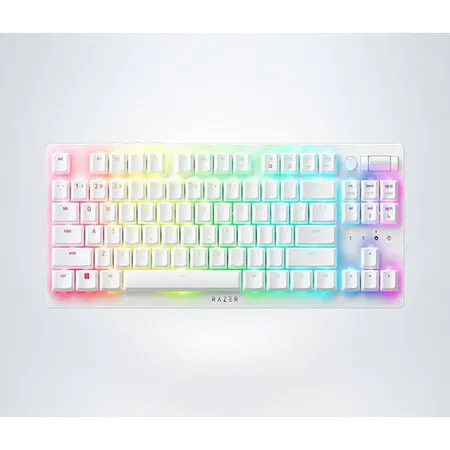 RAZER DeathStalker V2 Pro RGB Full Size Wireless + Bluetooth Low Profile Gaming Keyboard (White) (Clicky Optical Purple Switch)