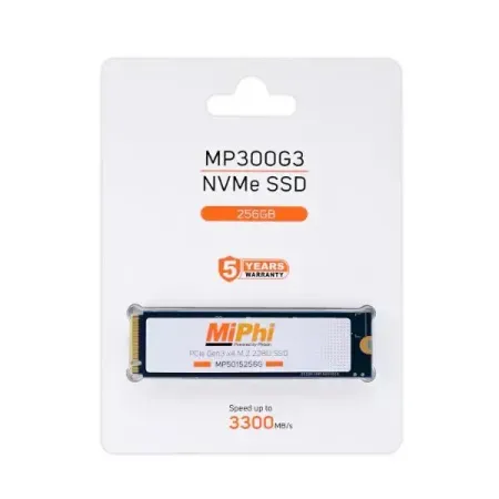MIPHI MP300G3 NVMe 256GB, Upto 3300MB/s, PCIe Gen 3 NVMe M.2 (2280), Internal Solid State Drive (SSD)