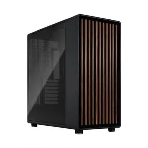 Fractal Design North XL TG Dark Mid-Tower Cabinet (Black) with E-ATX Support, Tempered Glass, Type-C Port & Wooden Front Panel, 420mm Radiator Ready