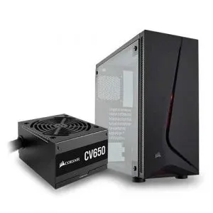 Corsair SPEC-05 (ATX) With CV650 SMPS Mid Tower Cabinet With Transparent Side Panel (Black) CC-9020125-UK