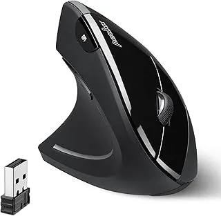 Perixx PERIMICE-713L Wireless Ergonomic Vertical Mouse – Left-Handed Design with 6 Buttons, Adjustable DPI 800/1200/1600 – 2.4GHz Optical Mouse for Medium and Large Hands