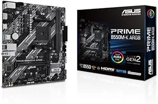 ASUS Prime B550M-K ARGB AMD B550 (Ryzen AM4) mATX Motherboard with Dual M.2 Slots, PCIe 4.0, Realtek 1Gb Ethernet, Display Port,HDMI, SATA 6 Gbps, Rear USB 3.2 Gen 1 Ports, Front USB 3.2 Gen 1 Type-C