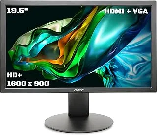 acer K202Q 19.5 Inch HD+ 1600 X 900 Pixels LCD Monitor with LED Backlight I 200 Nits Brightness I VGA, HDMI Port with Inbox HDMI Cable I Eye Care Features I Tilt Option I Wall Mount Option I Black