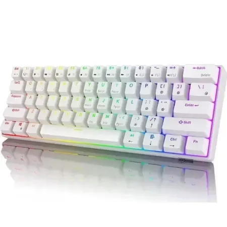 RK ROYAL KLUDGE RK61 Wired 60% Mechanical Gaming Keyboard White Blue Switch