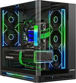 Ant Esports Crystal Arc Pro Mid-Tower Computer Case/Gaming Cabinet - Black |Curved Front Glass | Support ATX, Micro-ATX, Mini-ITX | Pre-Installed 2(240mm,360mm) Mono Frame Fans