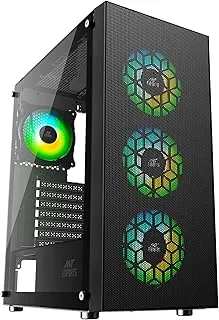 Ant Esports ICE-110 Mid-Tower Computer Case/Gaming Cabinet - Black | Supports E-ATX, ATX, Micro-ATX, Mini-ITX | Pre-Installed 3 x 120mm Front Fans and 1 x 120 mm Rear Fan