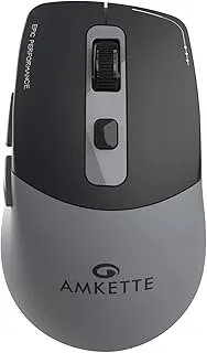 Amkette Epic S Rechargeable Wireless Mouse/Bluetooth Mouse |2 BT + 2.4GHz | Up to 3200 DPI Instant S201 Sensor | 500mAh Type-C Charging, 40H Battery | Silent Huano Switches |6 Buttons Compact Mouse