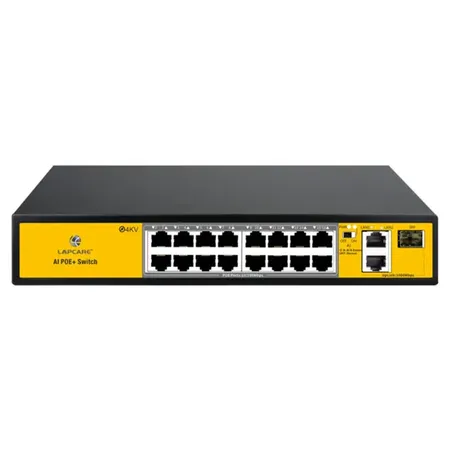 Lapcare LPSA1629PUNF 16‑Port 100Mbps PoE Switch with 2 Gigabit Uplink & 1 Gigabit SFP