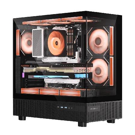 Ant Esports Crystal X6 Mid Tower Gaming Cabinet with Type-C - Black