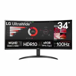 LG 34WQ60C-B 34″ 21:9 UltraWide QHD Curved IPS LCD HDR Monitor