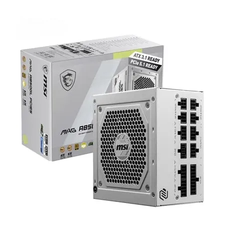 MSI MAG A850GL 850 Watt PCIe5 80 Plus Gold ATX 3.1 Power Supply White