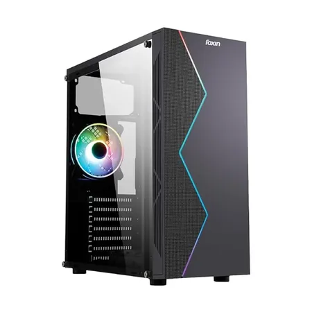 Foxin Prisma Mid Tower Gaming Computer Case with Tempered Glass