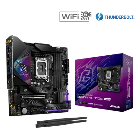 ASRock Phantom Gaming Z890M Riptide WiFi LGA1851 Micro ATX Motherboard
