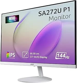 acer SA272U P1 27 Inch WQHD 2560×1440 IPS Monitor|144Hz Refresh Rate | 1ms VRB | HDR10 | AMD FreeSync | 1 x HDMI (2.0) + 1 x DisplayPort (1.4) | Built-in Speakers | Ultra-Slim 7.2mm Design | Eye Care
