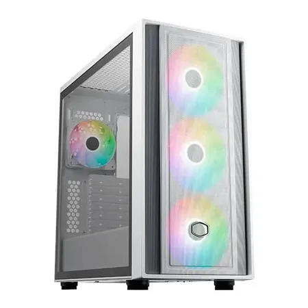 Cooler Master MasterBox 600 ARGB E-ATX Tempered Glass Side Panel Mid Tower Gaming Cabinet - White