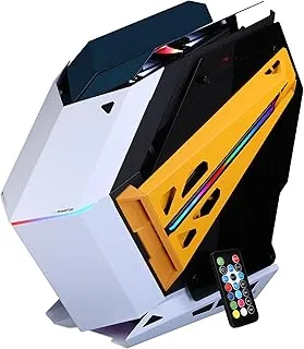 ZEBRONICS Phantom Mid-Tower Premium Gaming Cabinet ATX/mATX/Mini ITX, 2X 120mm Top + 2X 120mm Rear Fan, ARGB Inner Glow,RGB LED Control, Dual Tempered Glass Side Panel, RGB LED Strip
