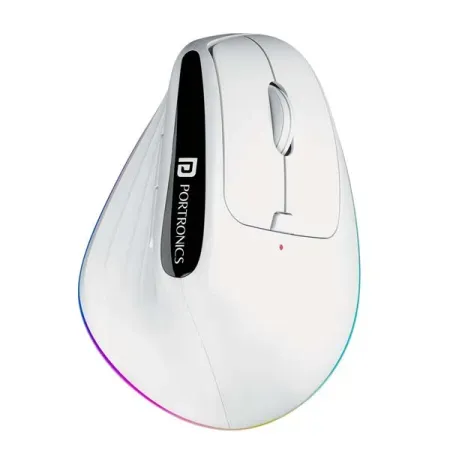 Portronics Toad Ergo 3 Ergonomic Wireless Mouse with RGB, 2400 DPI, Dual Mode BT & 2.4GHz Connectivity, Rechargeable Battery, 6 Buttons, Adjustable DPI, Silent Clicks (Black)
