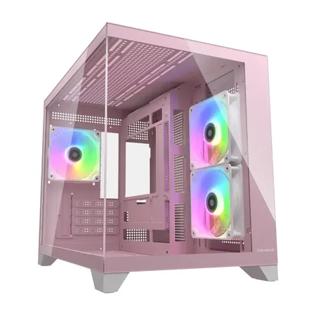 Cougar FV150 Mini RGB Mini Tower Computer Case with Dual Chamber Design Tempered Glass Panels - Pink